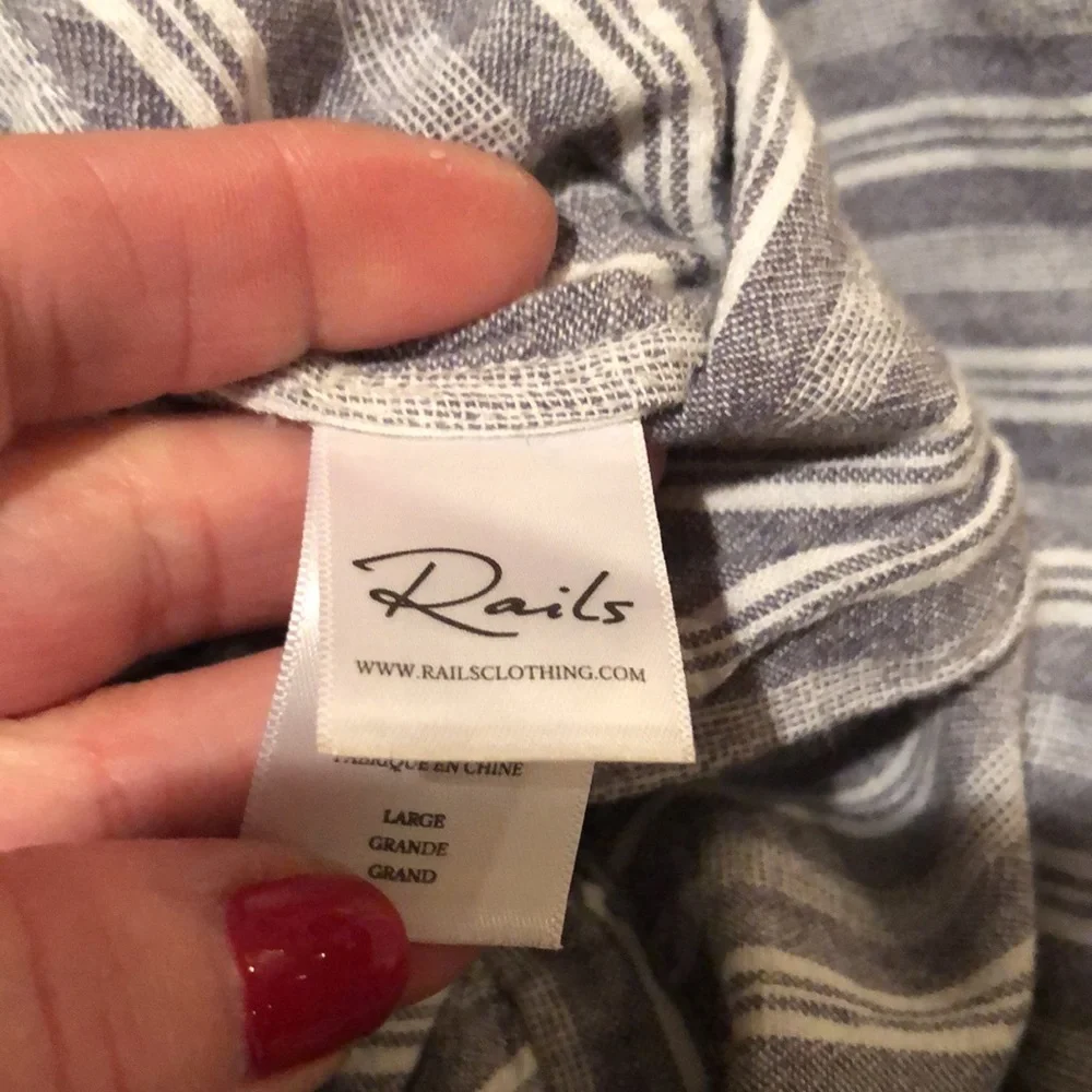Rails size large sleeveless blue & white stripe jumpsuit with drawstring waist